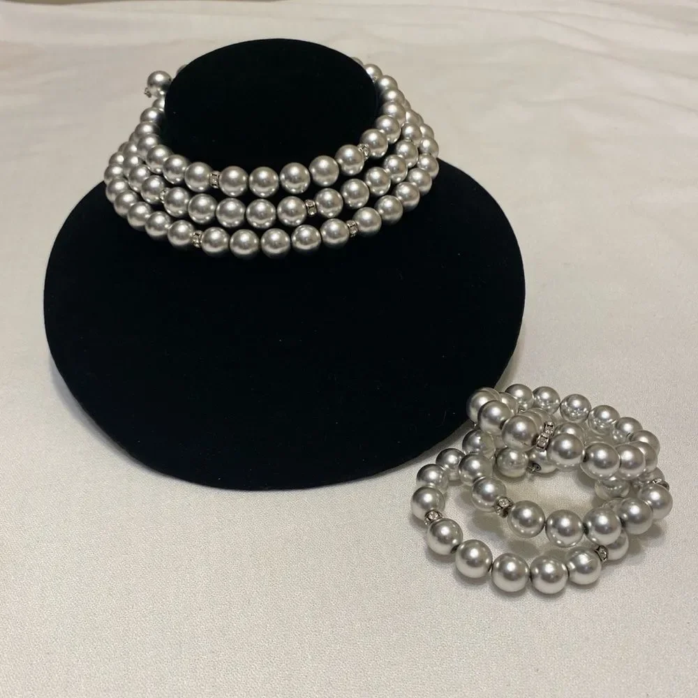 Vintage Silver Ball And Rhinestone Wrap Set - Picture 6 of 12